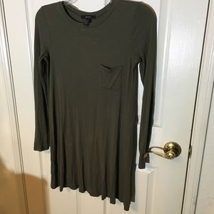Forever 21 Green Dress Olive T-shirt Ribbed Mini F21 Long Sleeve Autumn Sz M